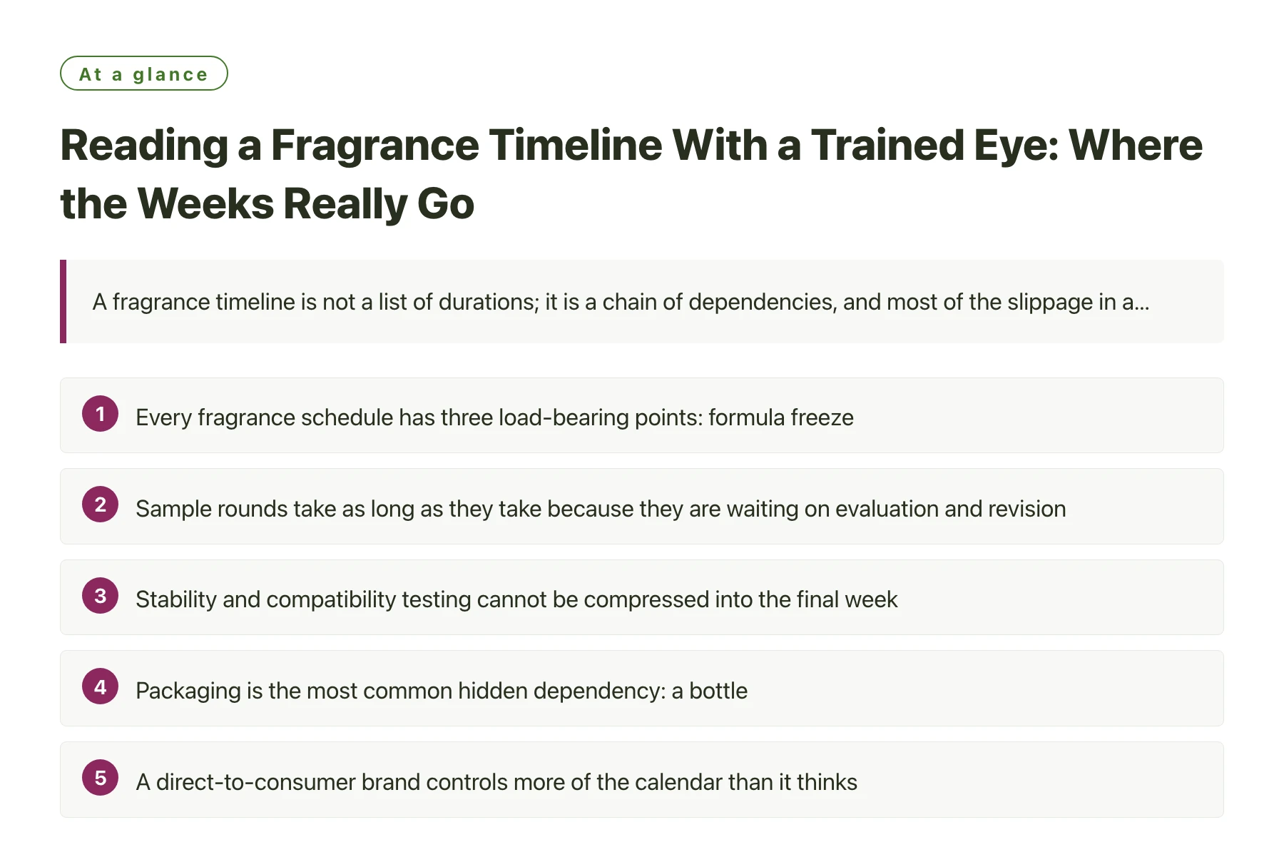 Reading a Fragrance Timeline With a Trained Eye: Where the Weeks Really Go——全文要点速览